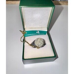 Vintage Ireland Sterling Connemara Marble Carved Rose Ring Size 10 NIB